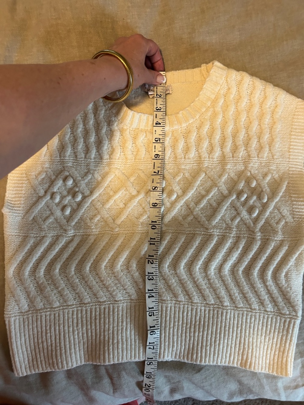 Sincerly Jules Cream Cable Knit Sleeveless Crew Sweater Vest - Picture 9 of 9